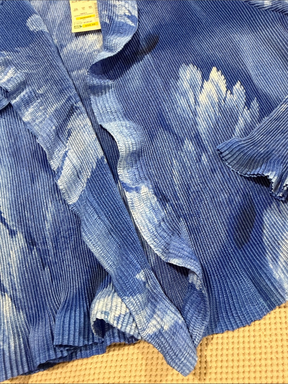 Blue Patterned Open-Front Blazer Jacket - Picture 5 of 9
